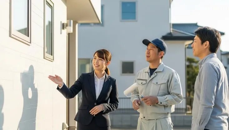 工事当日、担当者とお客様の立ち会い
